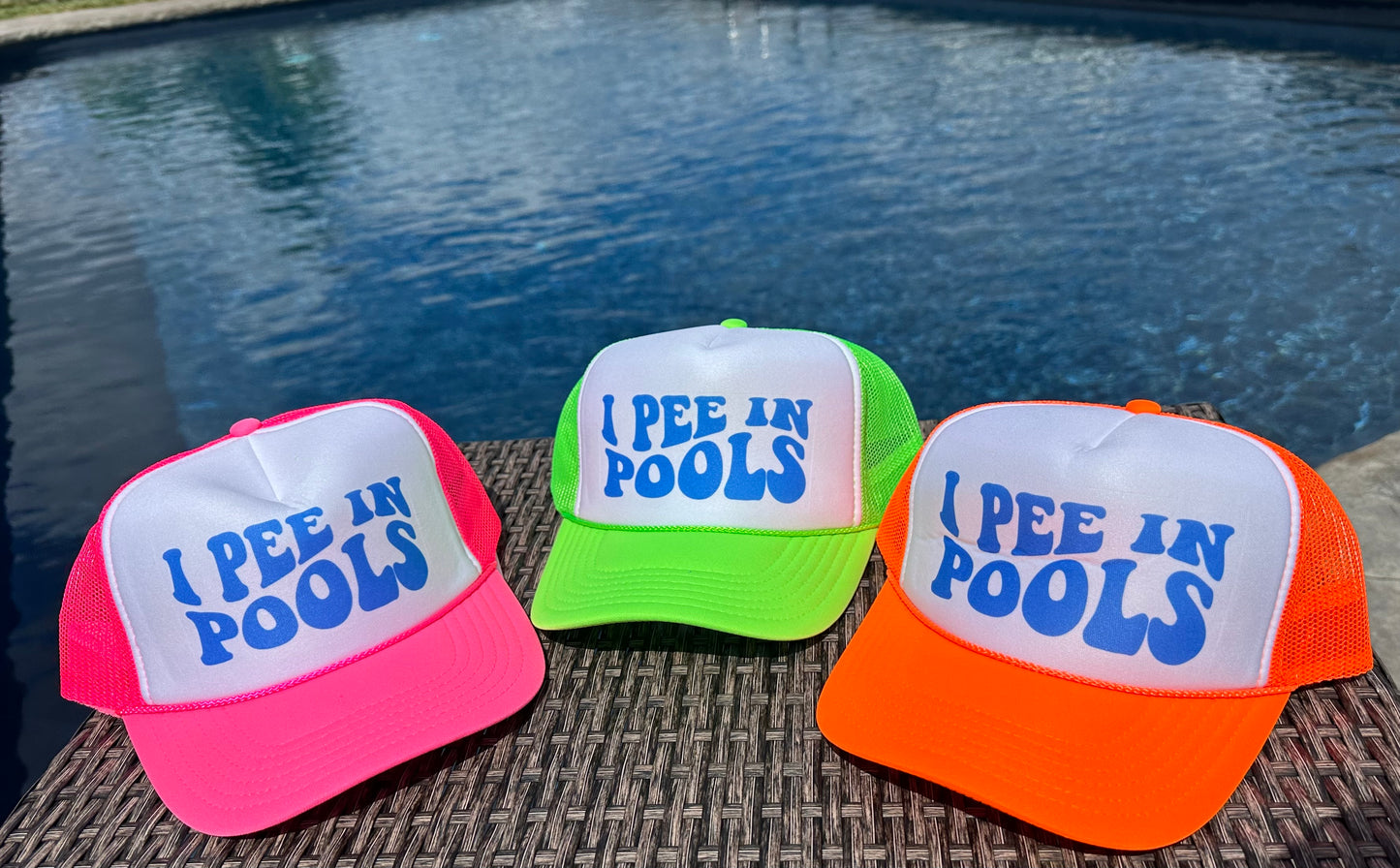 I pee in pools trucker hat